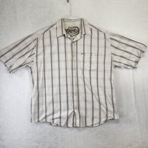 Vintage 90s Gotcha Mens XXL Plaid Short Sleeve Button Down Surf Shirt Neutral
